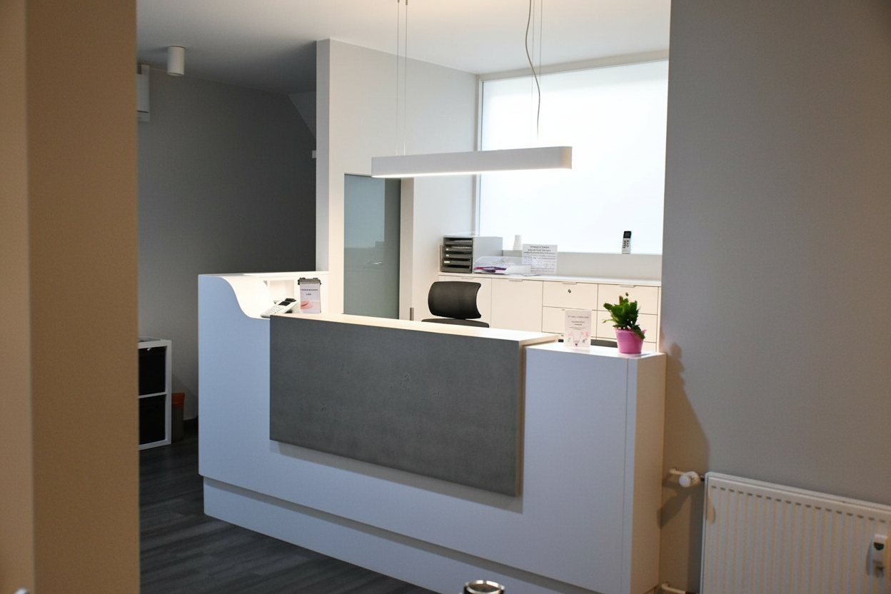 Freundlicher Empfangsbereich mit kompetenter Anmeldung